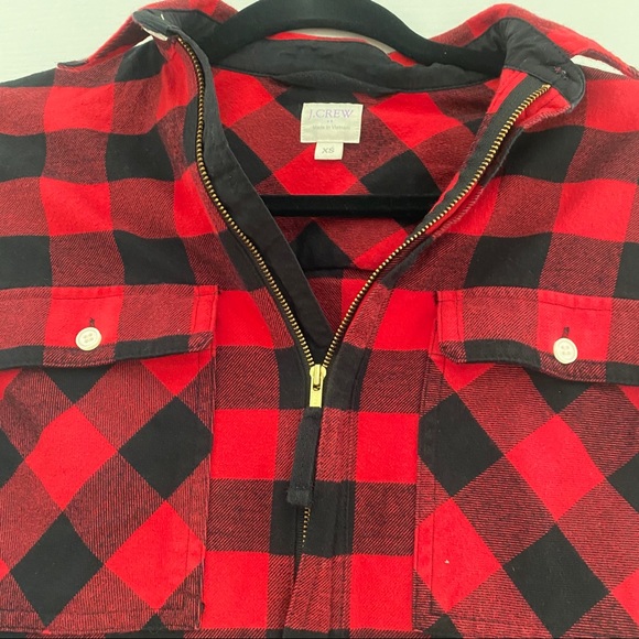 J. Crew Buffalo Plaid Zip Front Top - Picture 3 of 5